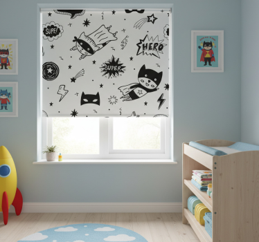 Rolgordijn kinderkamer superhelden strippatronen - TenStickers