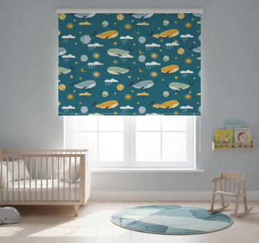 Rolgordijn kinderkamer trendy walvissenpatroon - TenStickers