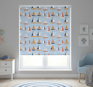 Rolgordijn kinderkamer vrolijk zeilbootpatroon - TenStickers
