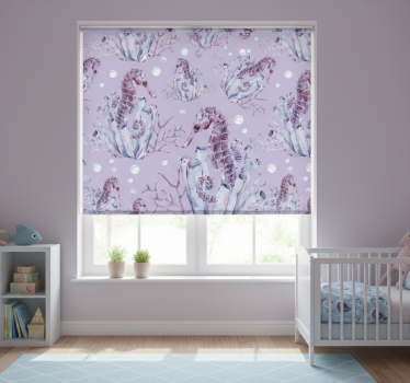 Rolgordijn kinderkamer watercolor zeepaardje - TenStickers