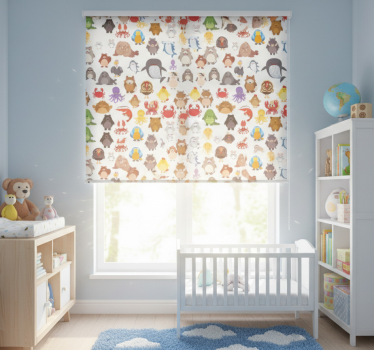 Rolgordijn kinderkamer wilde dieren in kleuren - TenStickers