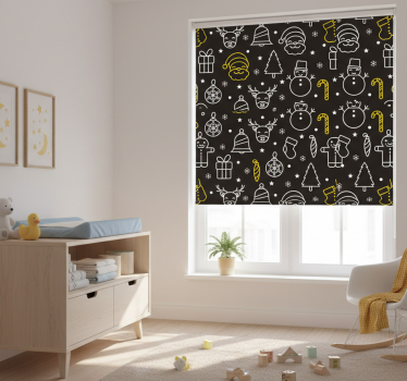 Rolgordijn kinderkamer wit en geel patroon - TenStickers