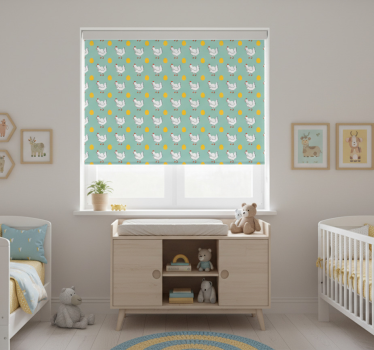 Rolgordijn kinderkamer witte kuikens op blauwe achtergrond - TenStickers