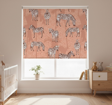 Rolgordijn kinderkamer zebra en palmen bruin - TenStickers