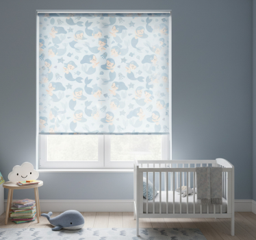 Rolgordijn kinderkamer zeemeermin kind blauw glimlachend - TenStickers