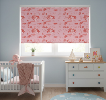 Rolgordijn kinderkamer zeemeermin roze zwaaiend en lachend - TenStickers