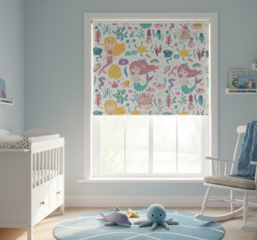 Rolgordijn kinderkamer zeemeerminnen en krabben - TenStickers