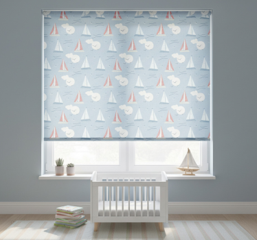 Rolgordijn kinderkamer zeilbootjes op de wolken patroon - TenStickers
