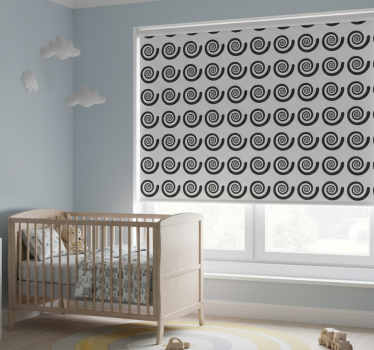Rolgordijn kinderkamer zwart-wit hypnotische retro spiraal - TenStickers