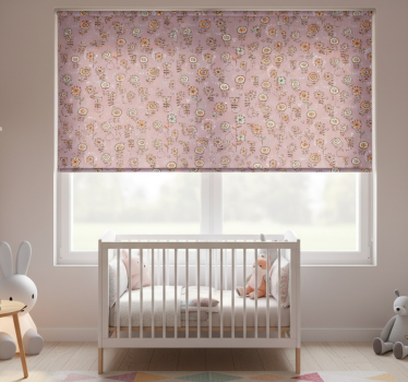 Rolgordijn kinderkamer zweeds roze bloemenpatroon - TenStickers