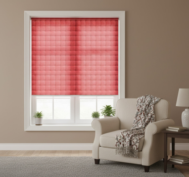 Rolgordijn rood met leren padding - TenStickers