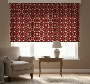 Rolgordijn rood met vintage tegelpatroon - TenStickers