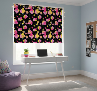 Rolgordijn tienerkamer neon kleuren bloemenpatroon - TenStickers