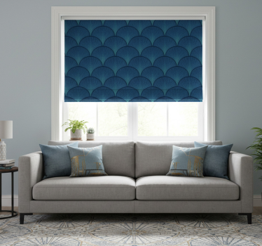 Rolgordijn vintage 1920's art déco blauwe fans - TenStickers