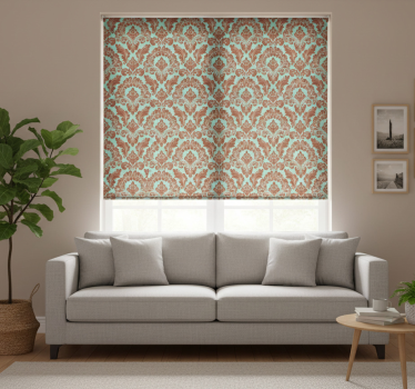 Rolgordijn vintage elegante damastprint - TenStickers