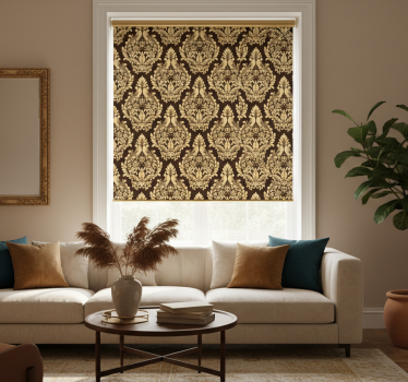 Rolgordijn vintage gouden bloemenmotief - TenStickers