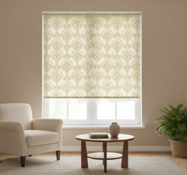 Rolgordijn vintage met florale beige details - TenStickers