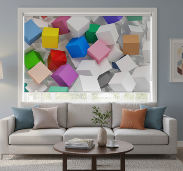 Rolgordijn woonkamer 3d kubussen in verschillende kleuren - TenStickers
