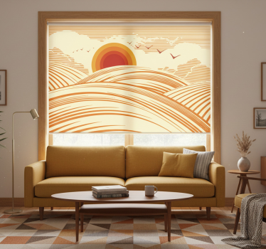 Rolgordijn woonkamer 70's landschap - TenStickers