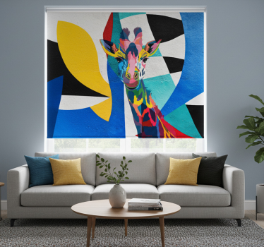 Rolgordijn woonkamer abstract kleurrijke giraffe - TenStickers
