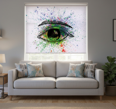 Rolgordijn woonkamer abstract kleurrijke ogen - TenStickers