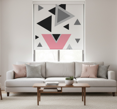 Rolgordijn woonkamer abstracte driehoeken kunst - TenStickers