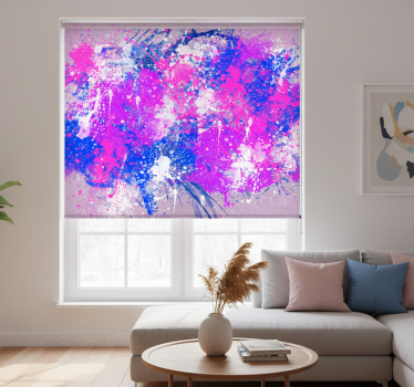 Rolgordijn woonkamer abstracte kunst kleuren spetters - TenStickers