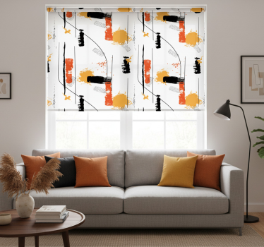 Rolgordijn woonkamer abstracte lijnkunst - TenStickers