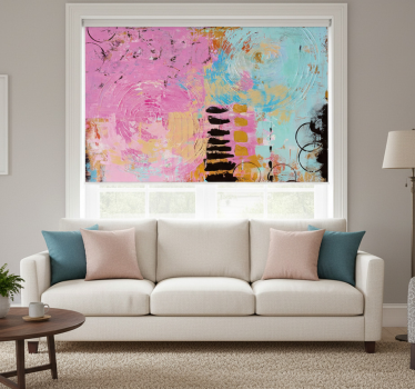 Rolgordijn woonkamer abstracte schilderij origineel - TenStickers