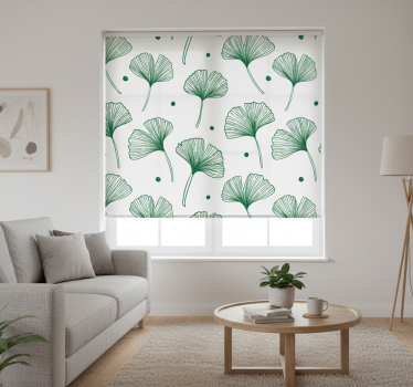 Rolgordijn woonkamer big ginkgo groene bladeren - TenStickers