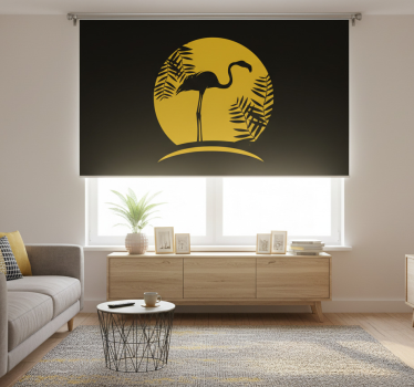 Rolgordijn woonkamer black flamingo met maan - TenStickers