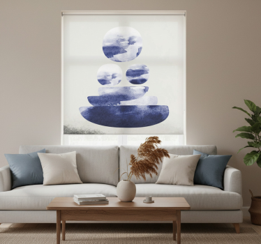 Rolgordijn woonkamer blauwe vorm - TenStickers