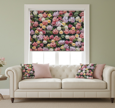 Rolgordijn woonkamer bloemen vintage stijl - TenStickers