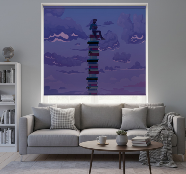 Rolgordijn woonkamer book tower illustratie - TenStickers