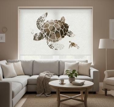 Rolgordijn woonkamer bruine aquarel schildpad - TenStickers