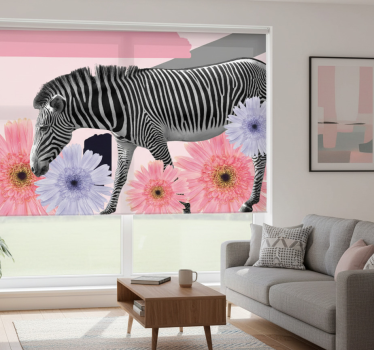 Rolgordijn woonkamer collage stijl zebra schilderij - TenStickers