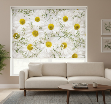 Rolgordijn woonkamer daisy bloem - TenStickers
