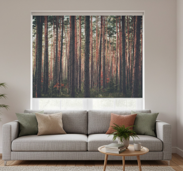 Rolgordijn woonkamer diep bos bomen landschap - TenStickers