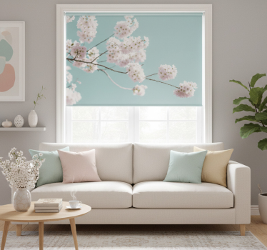 Rolgordijn woonkamer elegant en vrouwelijk bloemenontwerp - TenStickers