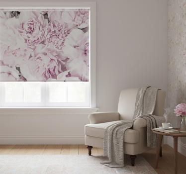 Rolgordijn woonkamer elegant ontwerp van roze pioenrozen - TenStickers