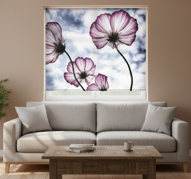Rolgordijn woonkamer elegant paarse kosmos bloemdesign - TenStickers