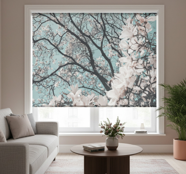Rolgordijn woonkamer elegant stijl japanse kersenbloesem - TenStickers