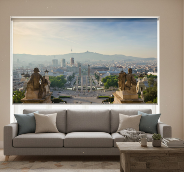 Rolgordijn woonkamer fotomuur barcelona fonteinen montjuic - TenStickers
