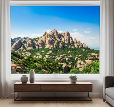 Rolgordijn woonkamer fotomuur bergklooster montserrat - TenStickers