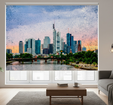 Rolgordijn woonkamer frankfurt skyline - TenStickers