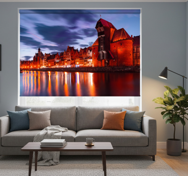 Rolgordijn woonkamer gdańsk haven - TenStickers