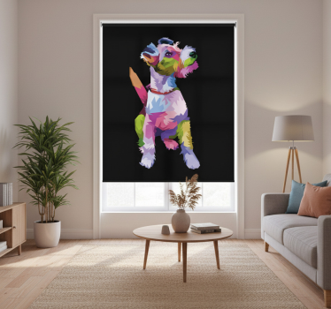 Rolgordijn woonkamer geometrische dieren fox terrier - TenStickers