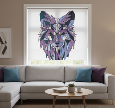Rolgordijn woonkamer geometrische wolf - TenStickers
