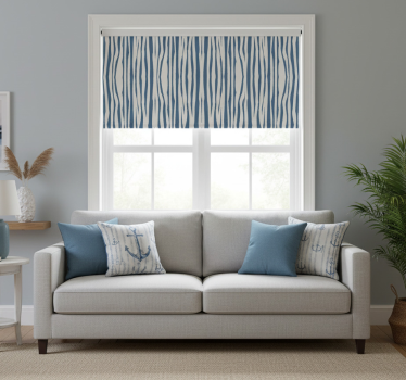 Rolgordijn woonkamer gestreept blauw hampton stijl - TenStickers