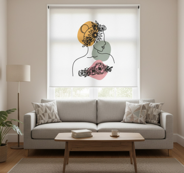 Rolgordijn woonkamer geweldige vrouw bloemen gezicht - TenStickers